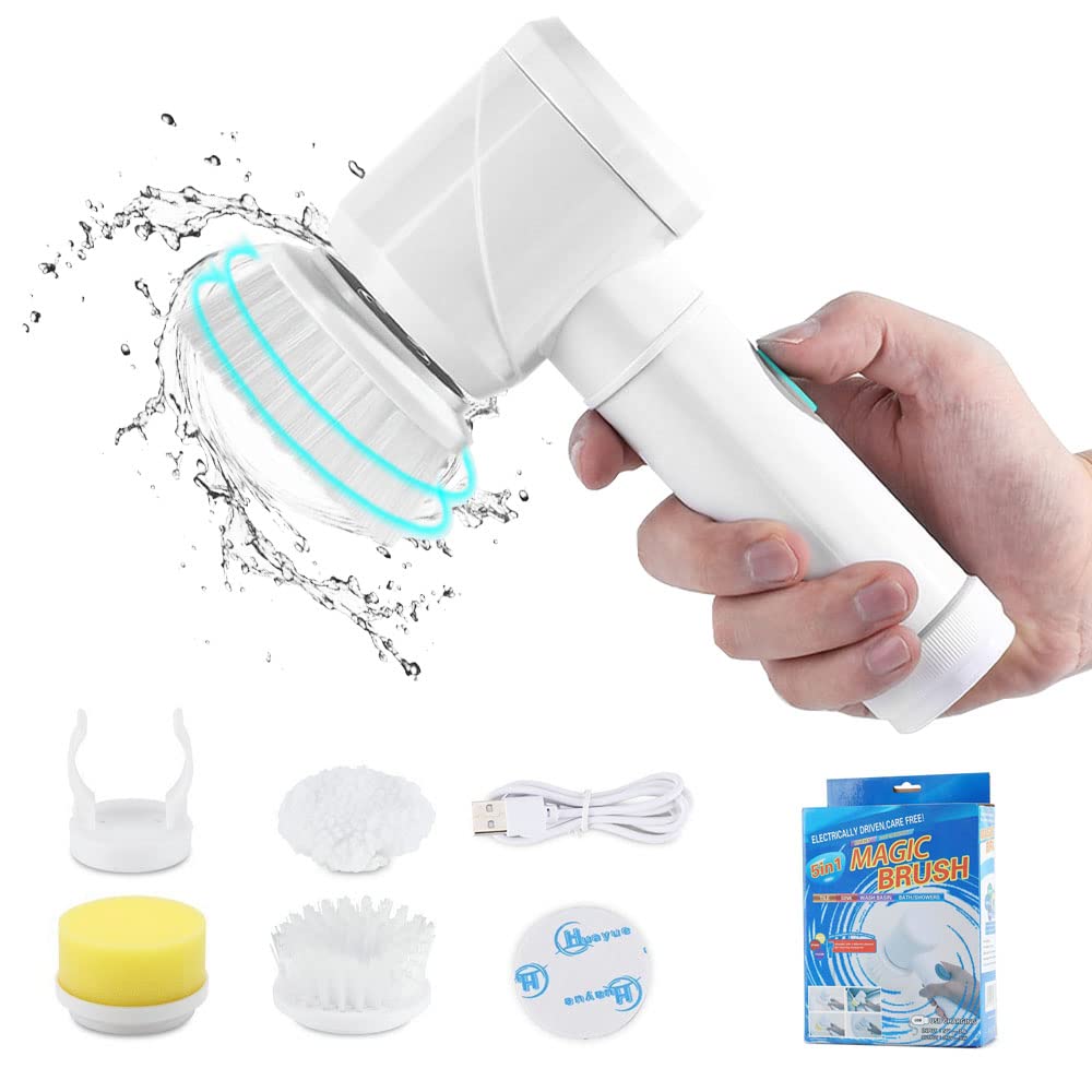 Electric Spin Scrubber with 3 Replaceable Brush Heads, Power Portable Cordless Rechargeable Cleaning Brush for Cleaning Bathroom, Tile, Tub, Floor, Sink, Window, Wall