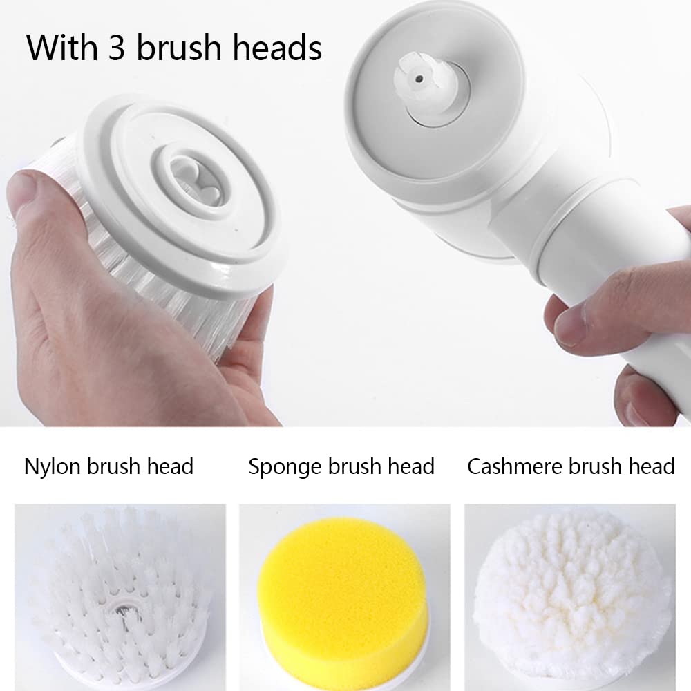 Electric Spin Scrubber with 3 Replaceable Brush Heads, Power Portable Cordless Rechargeable Cleaning Brush for Cleaning Bathroom, Tile, Tub, Floor, Sink, Window, Wall